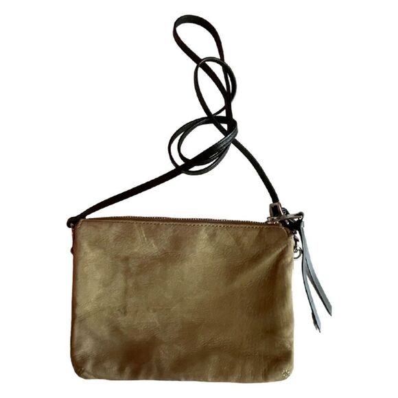 MZ Wallace Expandable Suede Leather Crossbody Tan & Black Bag - Picture 3 of 10